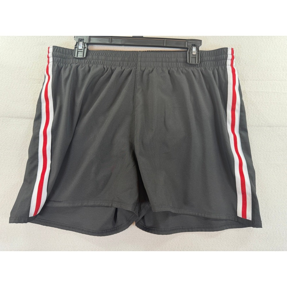 Daisy Fuentes Fit Womens XL Black Athletic Shorts Red White Side Stripe Running